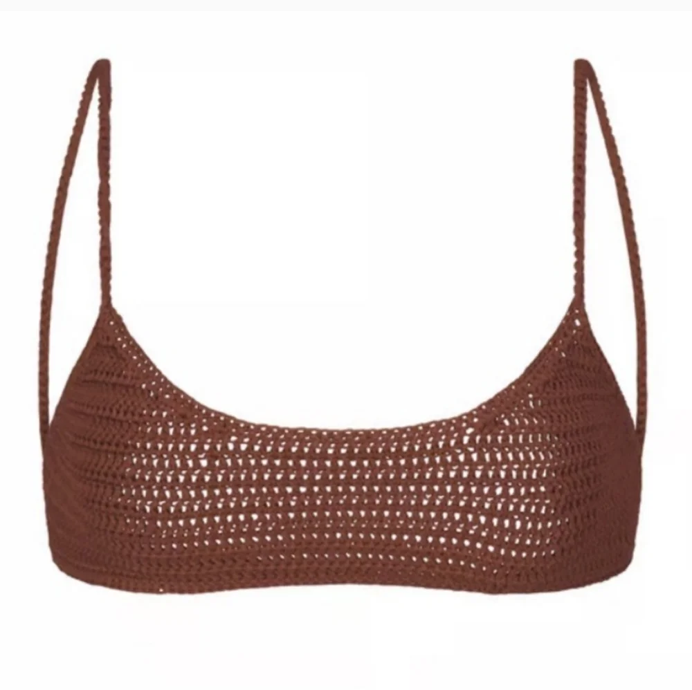 NWT SKIMS Crochet Swim Scoop Bikini Top in Jasper 4X